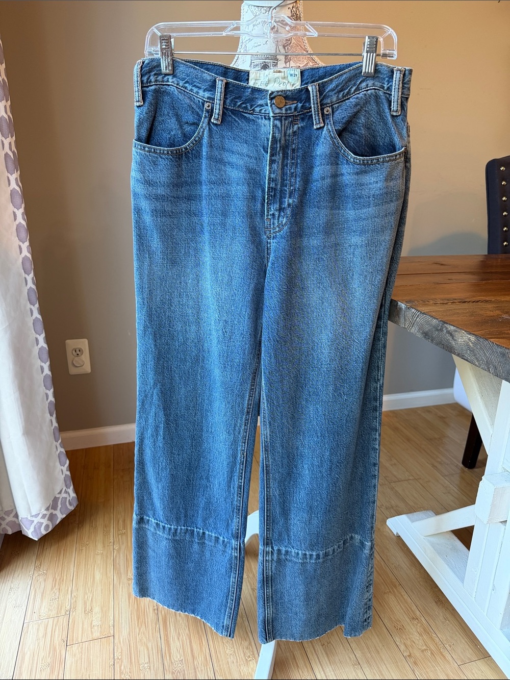 Free People Stitched Raw-edge Cuff Look Dropdown Double Layer Hem Jeans